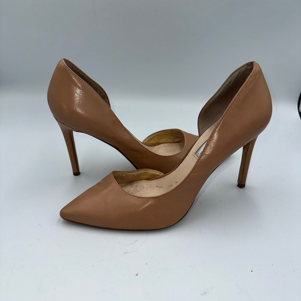 INC International Concepts Tan Leather dOrsay Pointed Toe Pumps Stiletto Heel 7M